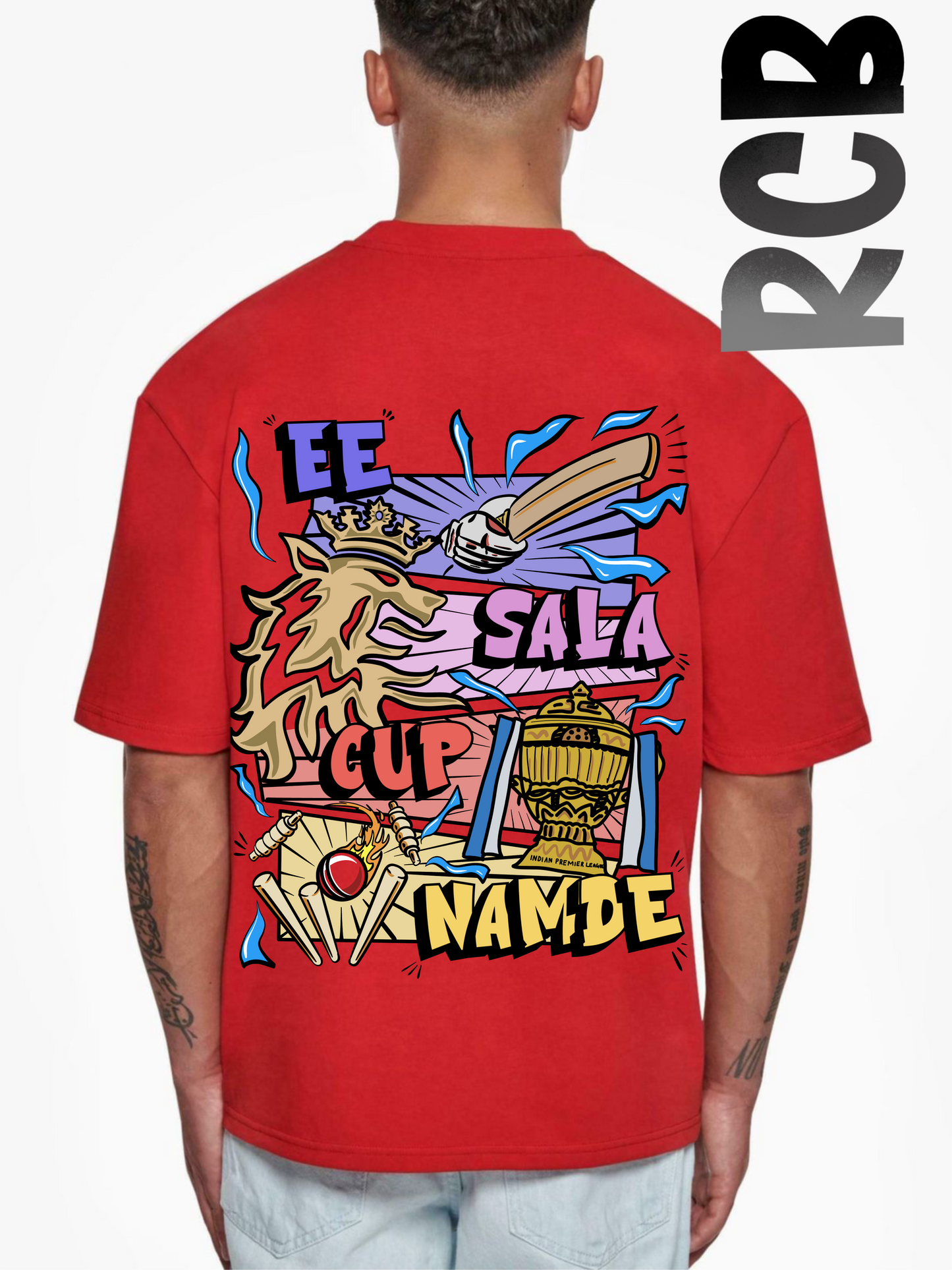 RCB Graphic Printed Oversized T-shirt Minimal